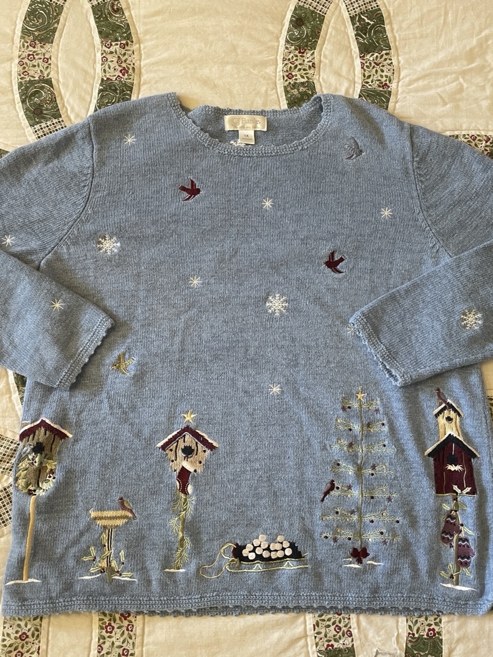 Vintage Y2K CJ Banks Blue Winter Sweater Ramie Cottagecore Grandma Size 1X